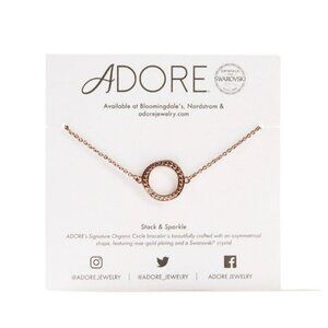 NIP Adore Rose Gold Organic Stack & Sparkle Swarovski Crystal Circle Bracelet